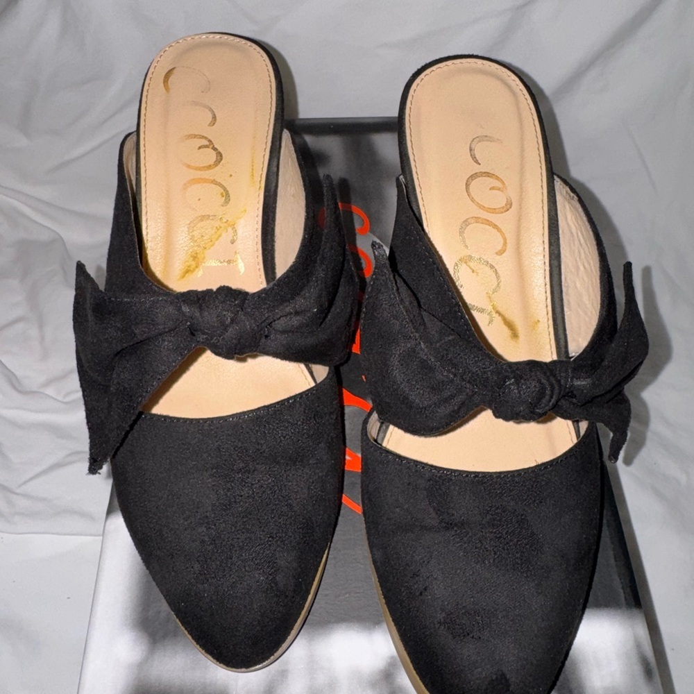 CCOCCI Black Mules with Bow – Chic Slip‑On Dressy Flats, Women’s